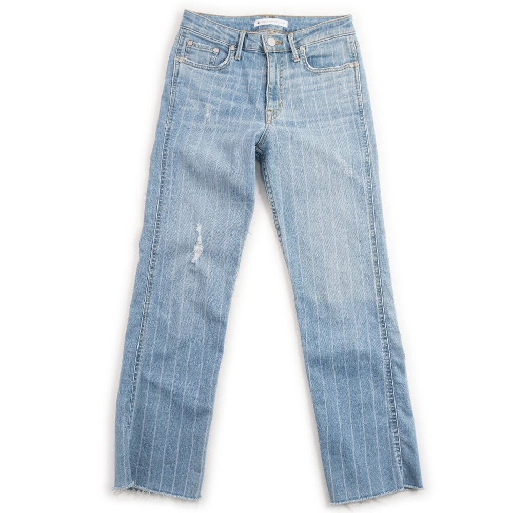 No. 44 Sustainable Denim striped distressed high rise ankle jeans size 26